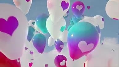 唯美浪漫气球升起情人节520视频的预览图